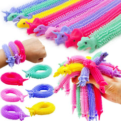 Srmayyi 20-pack stretchy string fidget toys with dinosaur shapes for portable fun.