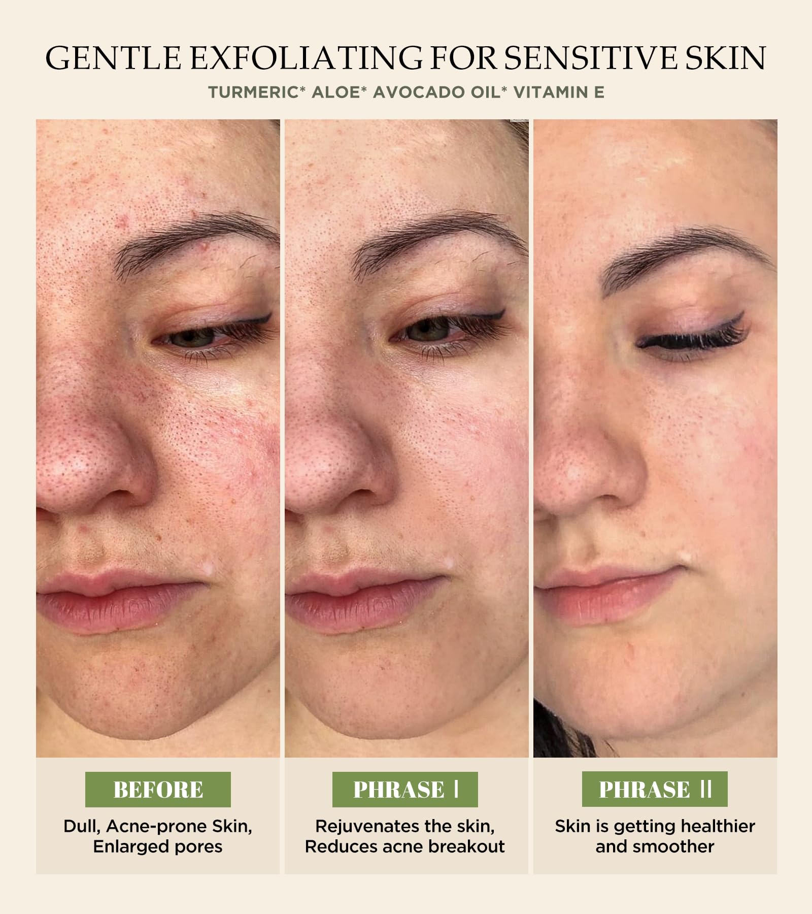 Srripo vitamin C and turmeric brighten complexion with gentle polishing.