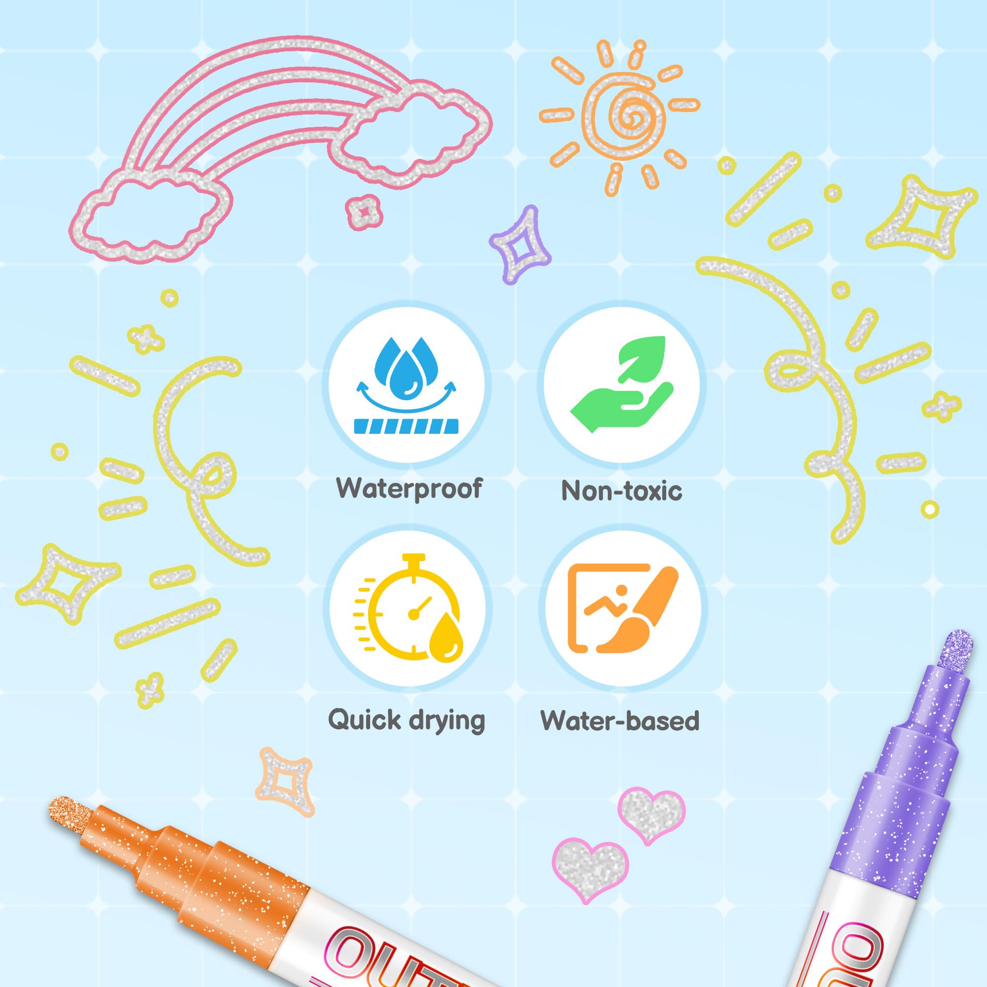 SRUOLOC's 12 bright colors help you plan Christmas cards and gift-tags.