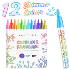 SRUOLOC shimmer markers outline pens create vibrant outlines on cards.