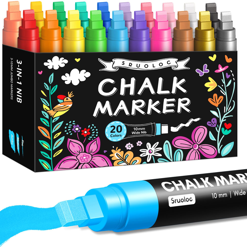 SRUOLOC window chalk markers in 20 colors for glass surfaces