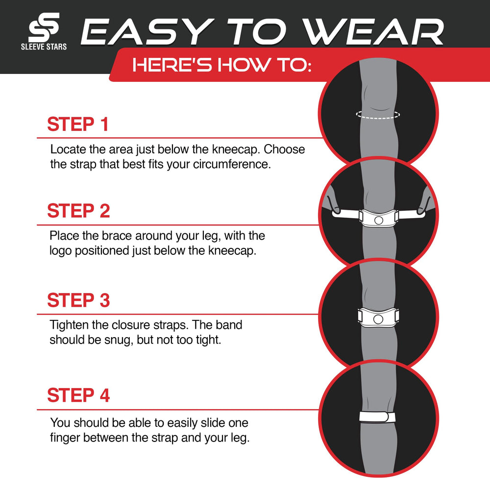 SS Sleeve Stars compact, lightweight knee strap fits under clothing.