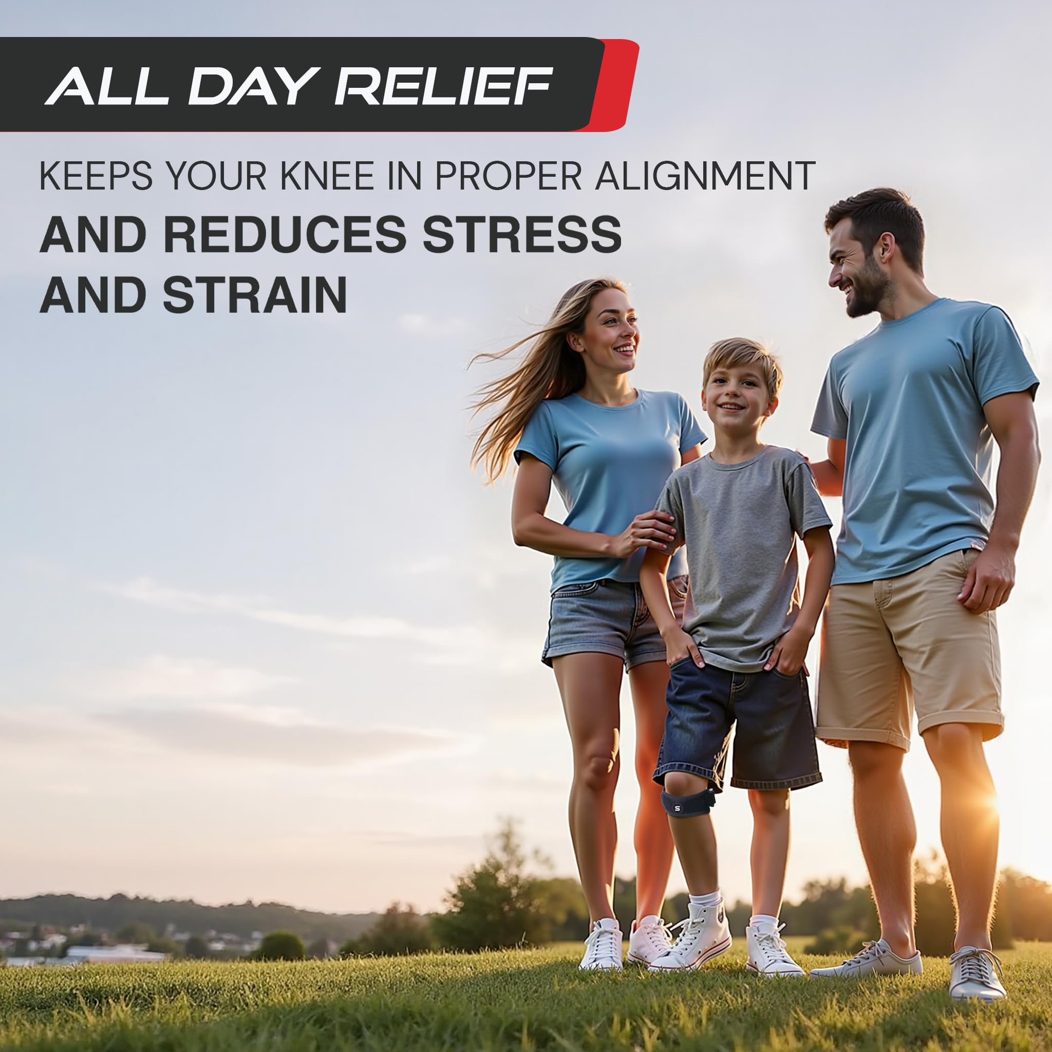 SS Sleeve Stars growth pains knee support for active kids.