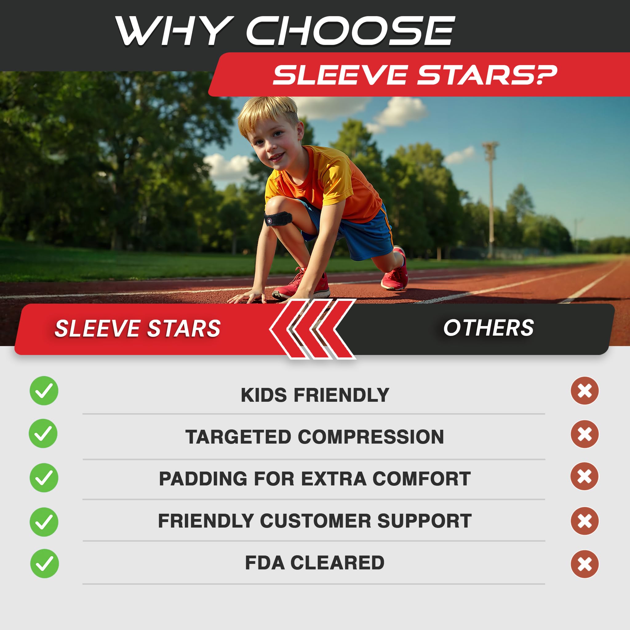SS Sleeve Stars knee brace worn during workouts and activities.