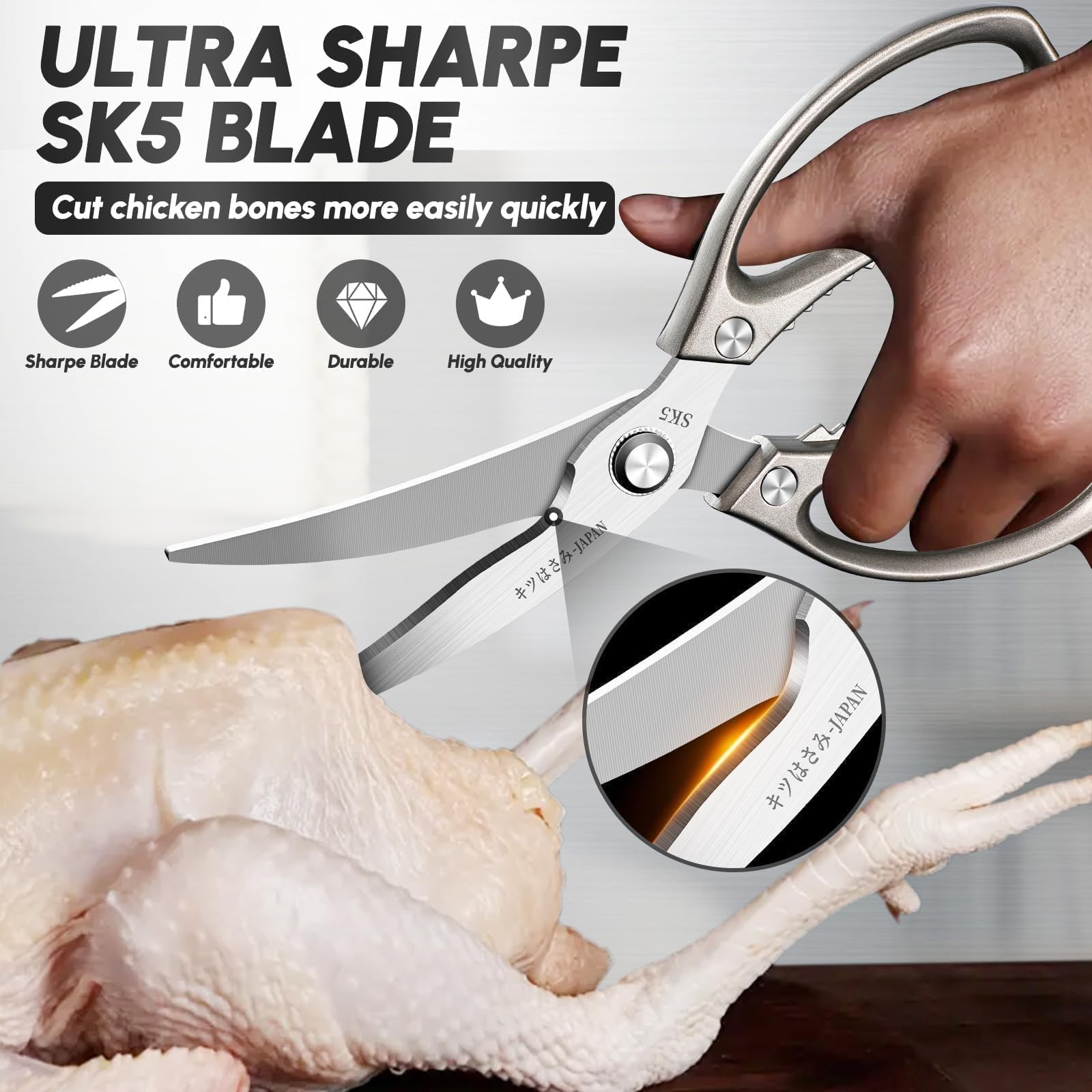SSGP kitchen shears handle bones and dense ingredients with ease