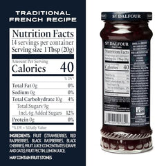 St. Dalfour Four Fruits Spread ingredients France label highlights natural origins.