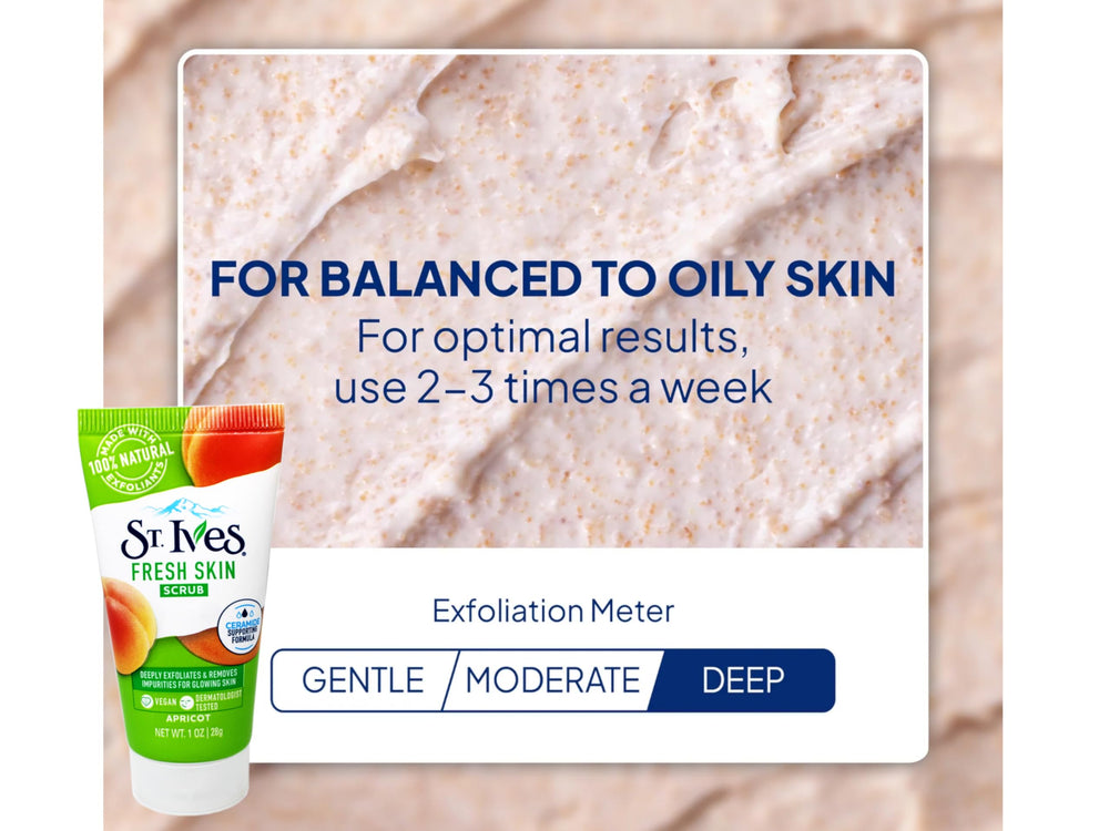 Ingredient scan of St. Ives Apricot Scrub emphasizing natural exfoliants