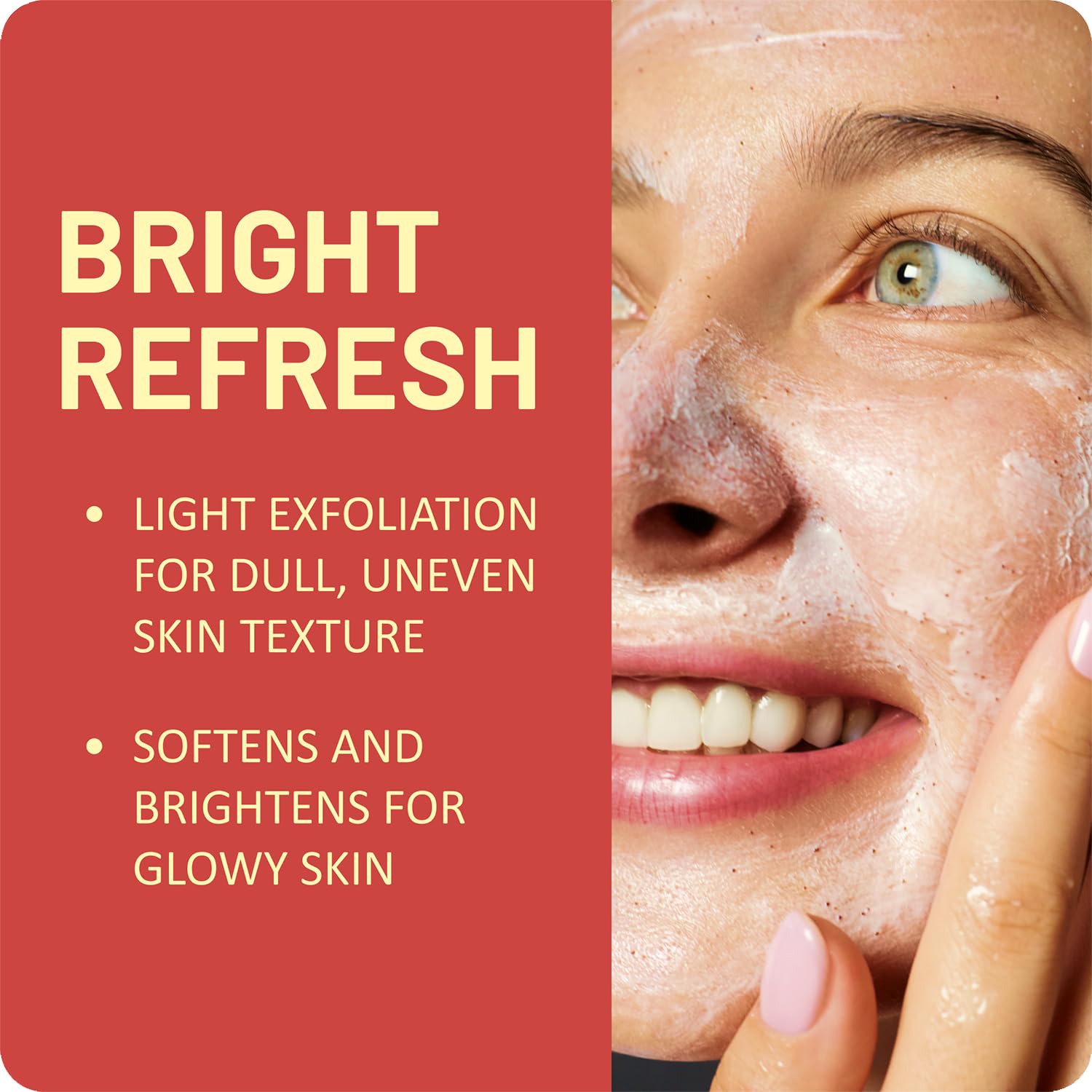 St Ives exfoliant applied as dime-sized amount on damp skin for a gentle glow.