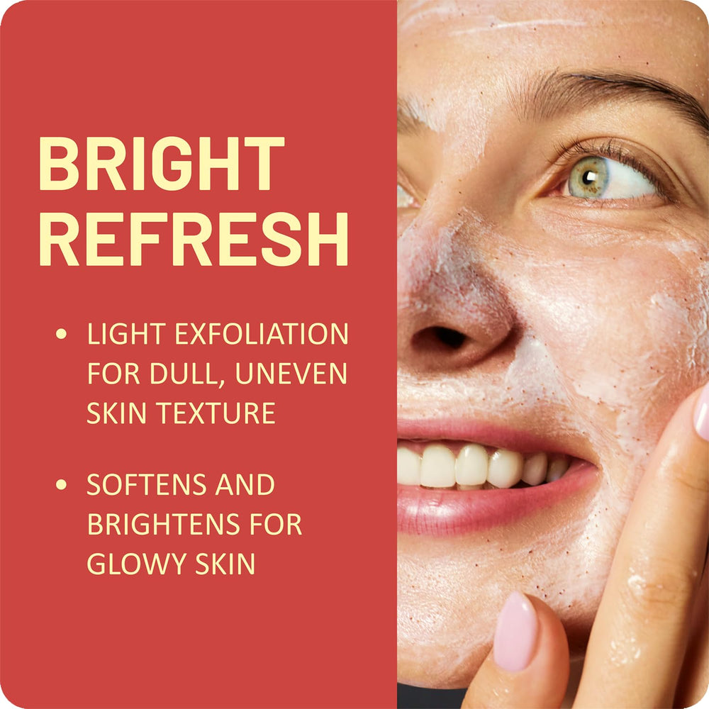St Ives exfoliant applied as dime-sized amount on damp skin for a gentle glow.