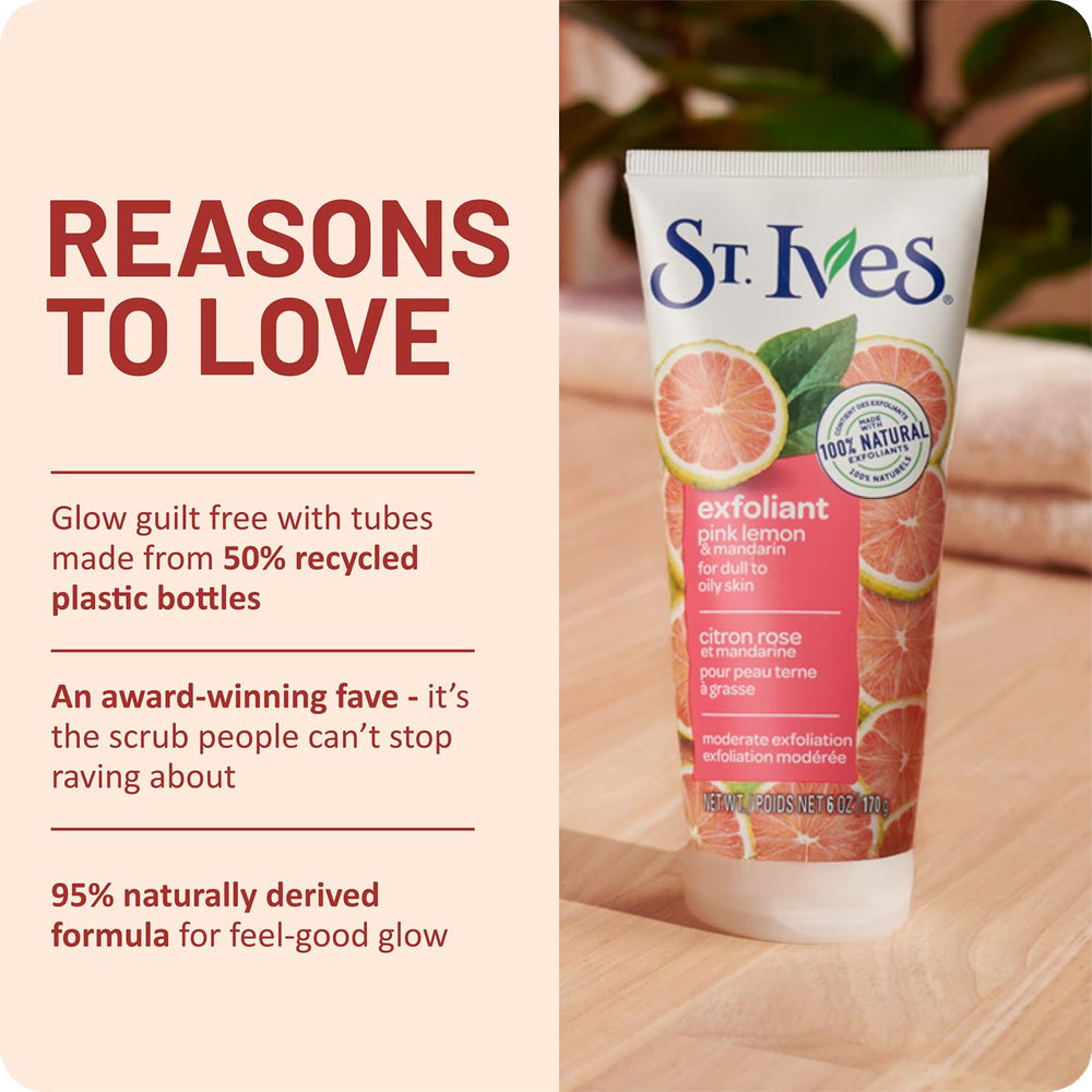 St Ives lemon peel slices illustrate natural exfoliant for smoother skin.