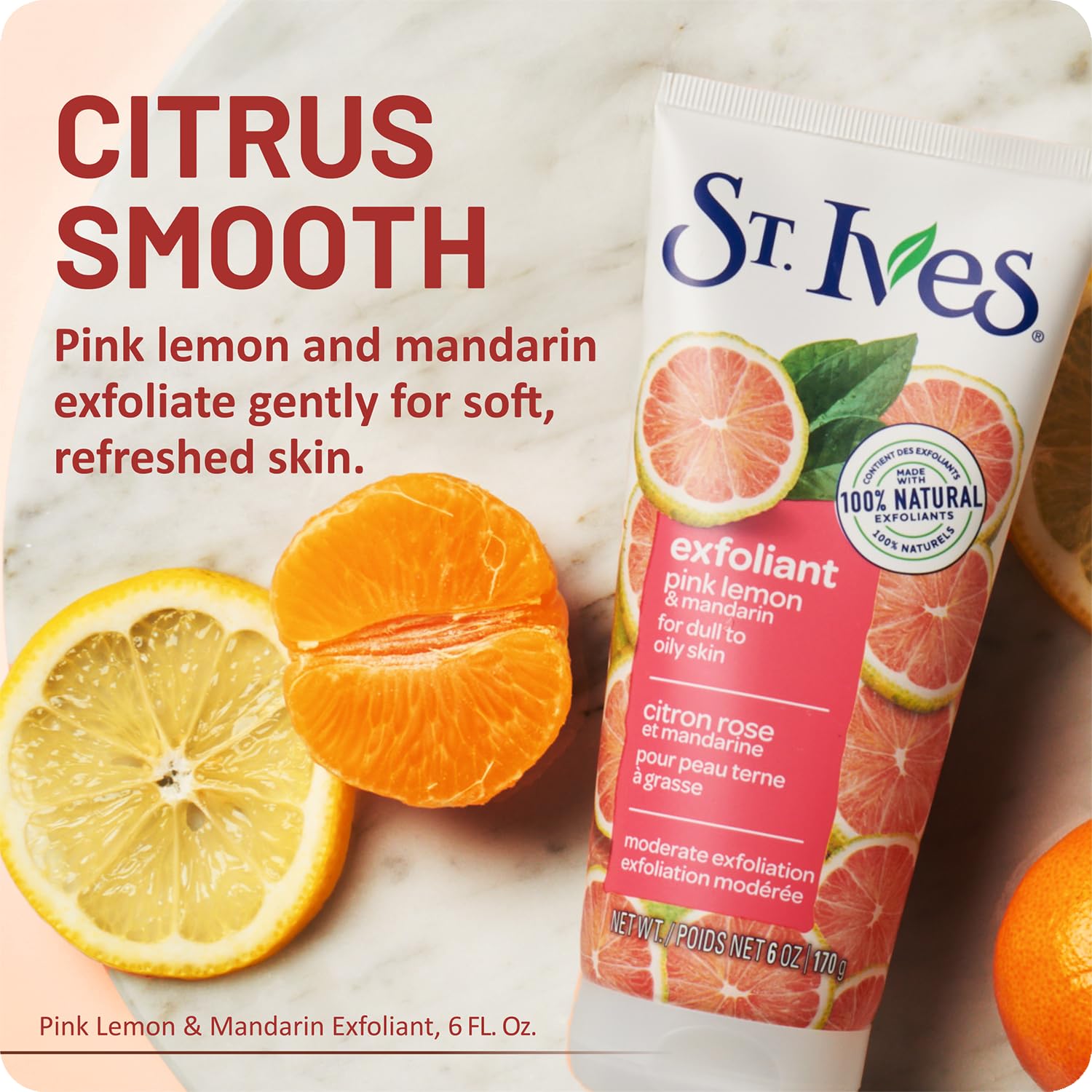 St Ives Pink Lemon & Mandarin scrub texture with visible exfoliant granules.