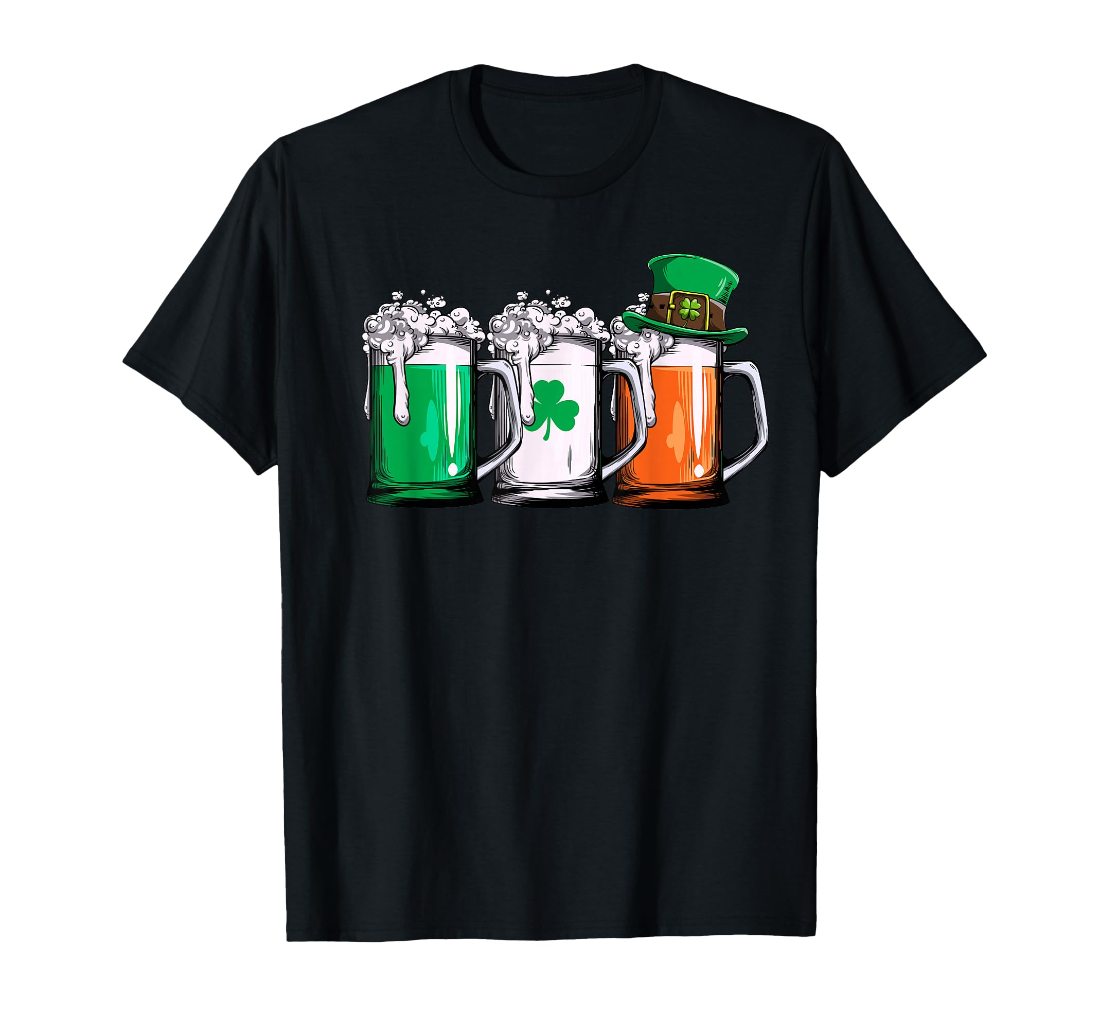 St. Patrick's Day Lucky Co T-shirt with Irish beer flag leprechaun design for festive wear.