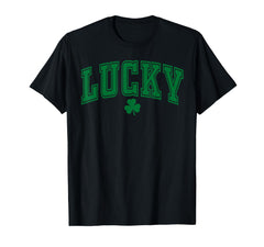 St. Patrick's Day Lucky Shamrock T-Shirt featuring a vibrant shamrock design, ideal for festive wear.