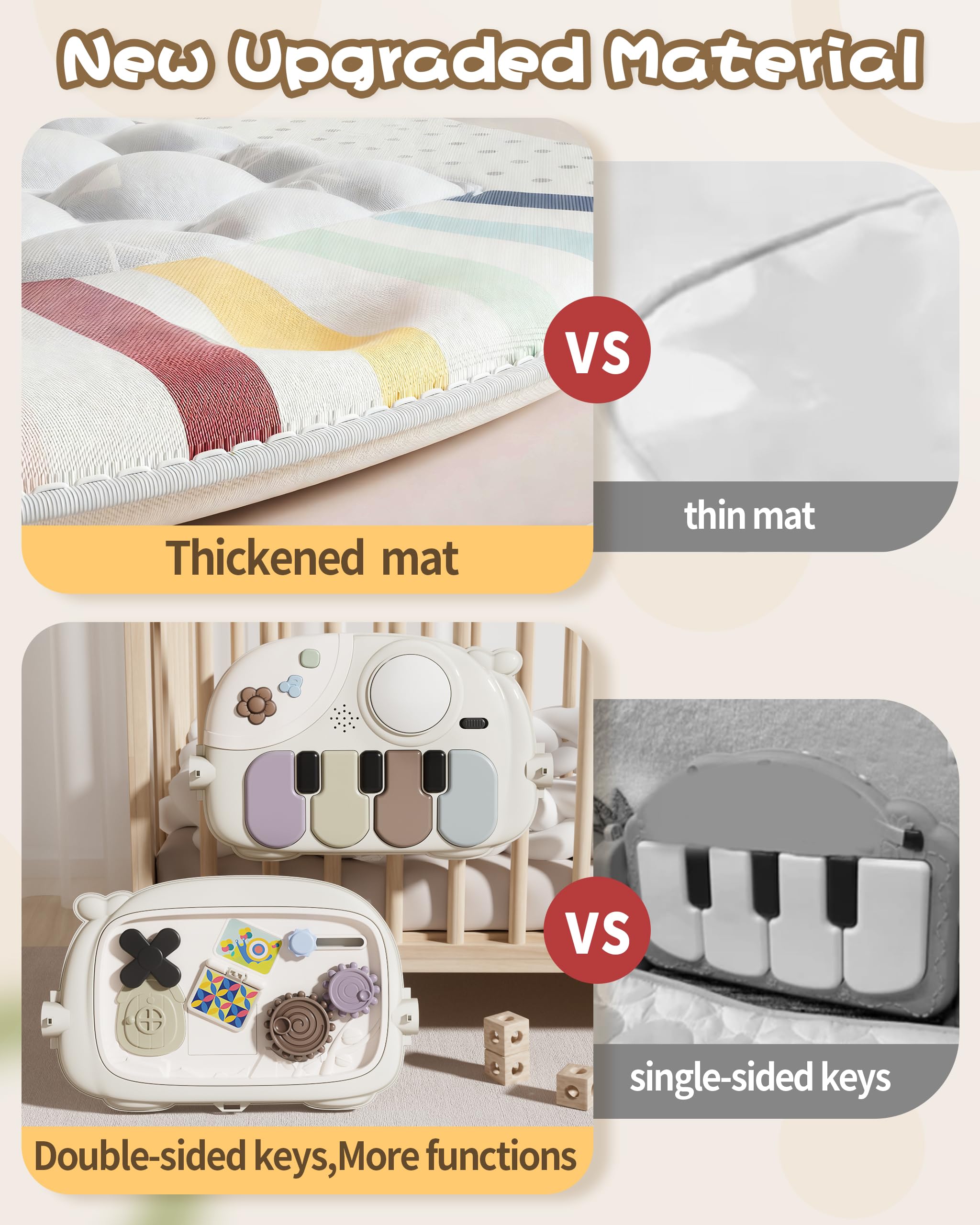 STACTCUTE detachable toys encourage reaching and grasping during play.