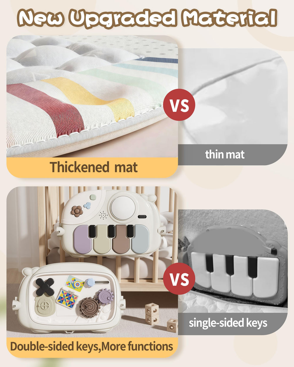 STACTCUTE detachable toys encourage reaching and grasping during play.