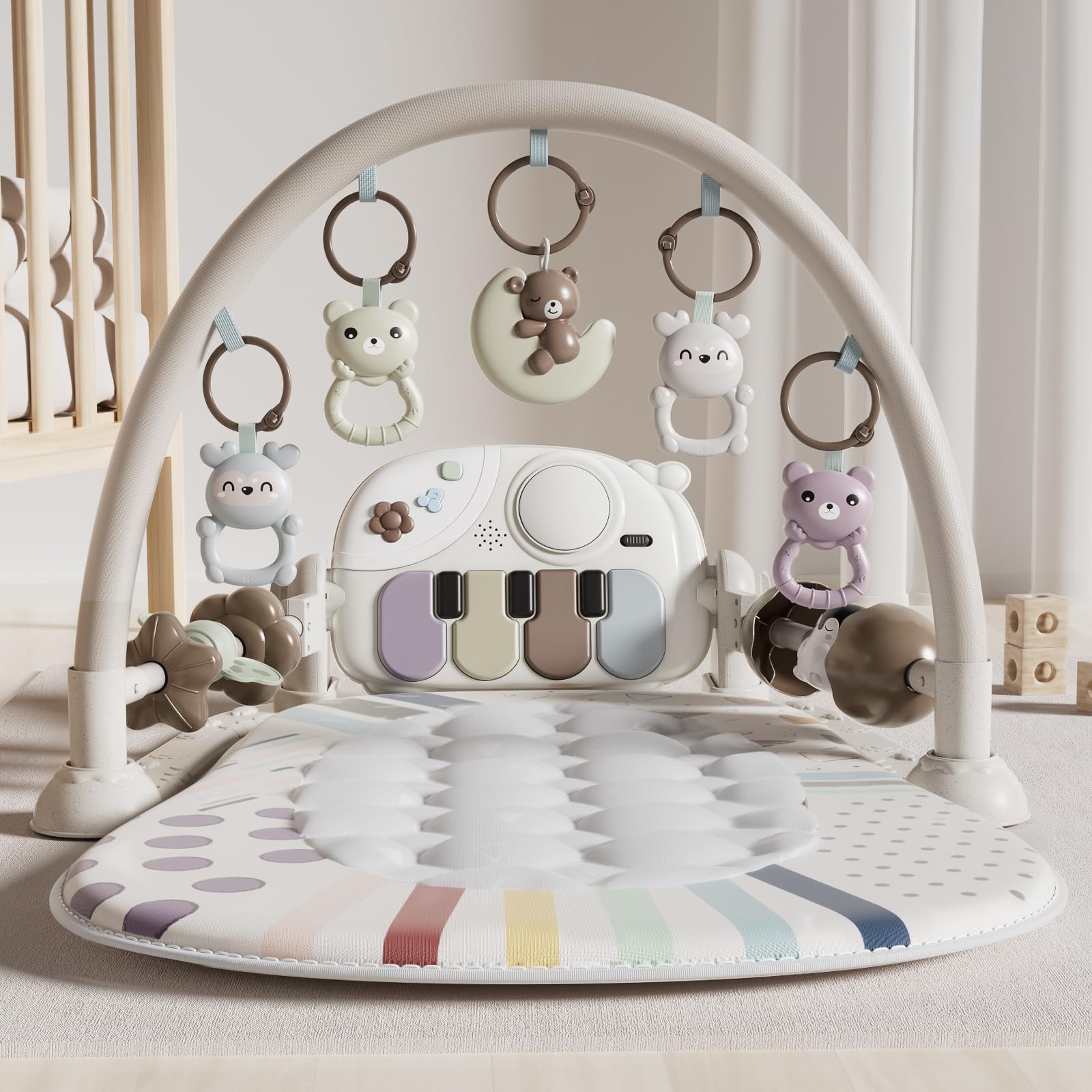 STACTCUTE baby play mat with piano activity enhances tummy time exploration.