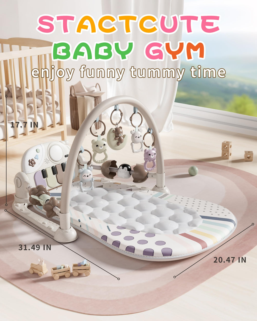 STACTCUTE washable mat is easy to clean after playtime.