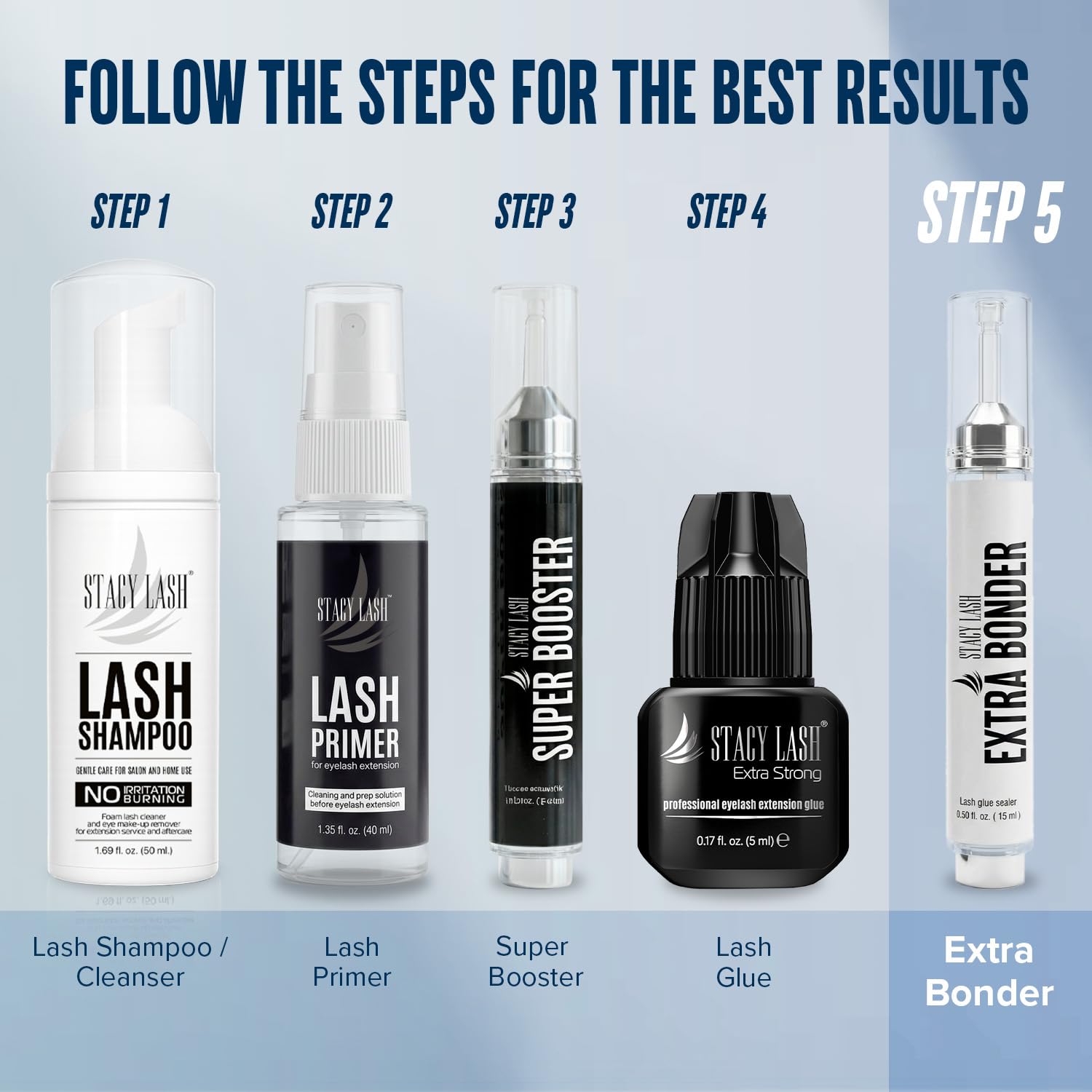 Stacy Lash Bonder packaging hygienic display emphasizes clean handling