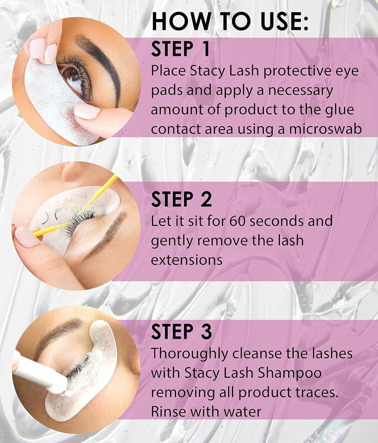 STACY LASH convenient cap and applicator for control.