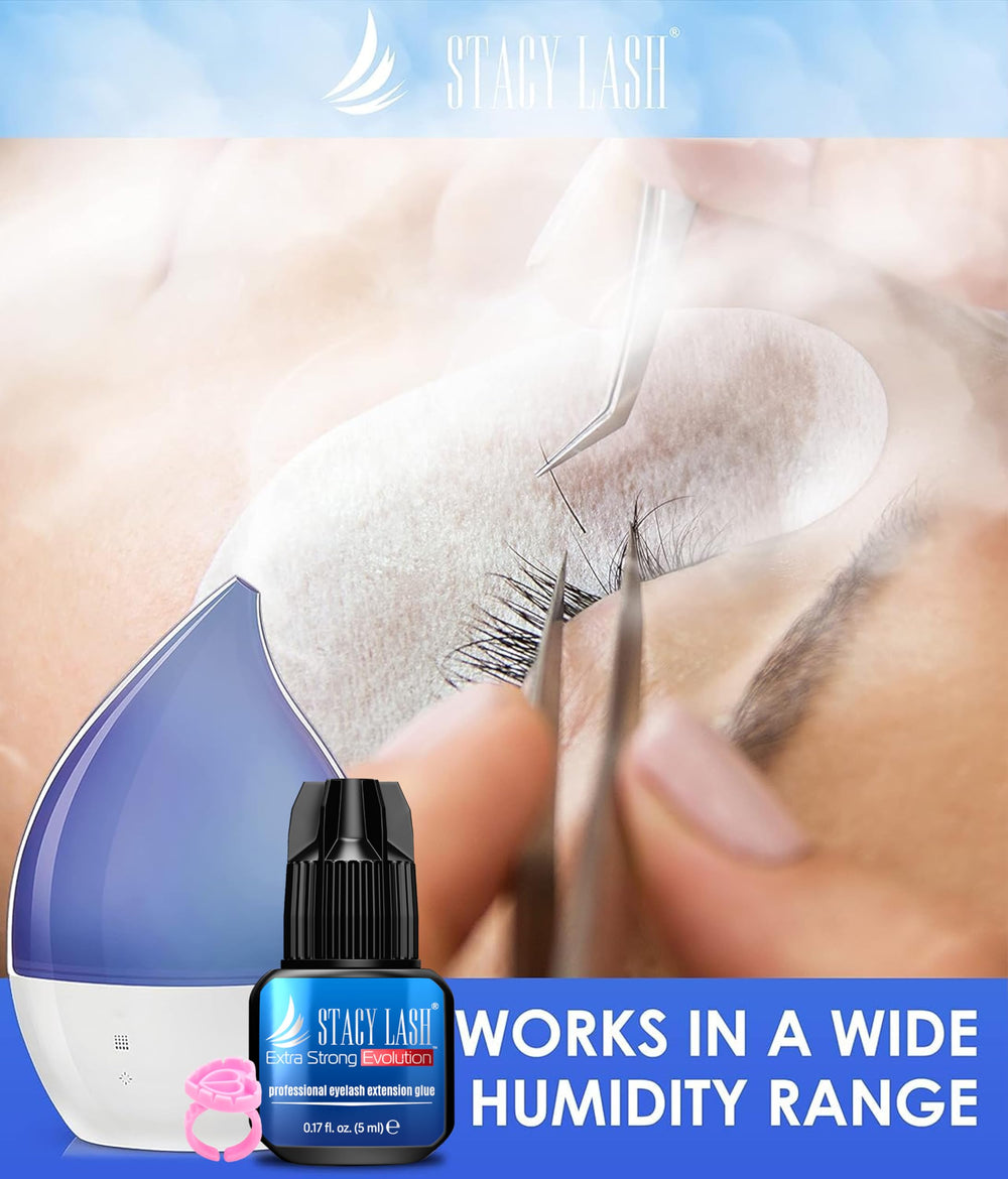 STACY LASH Evolution glue performs best at 50-70 percent humidity