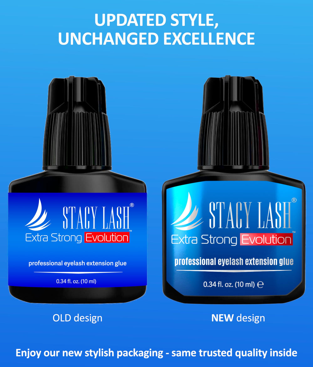 STACY LASH Evolution label detail emphasizes opening date for freshness tracking.