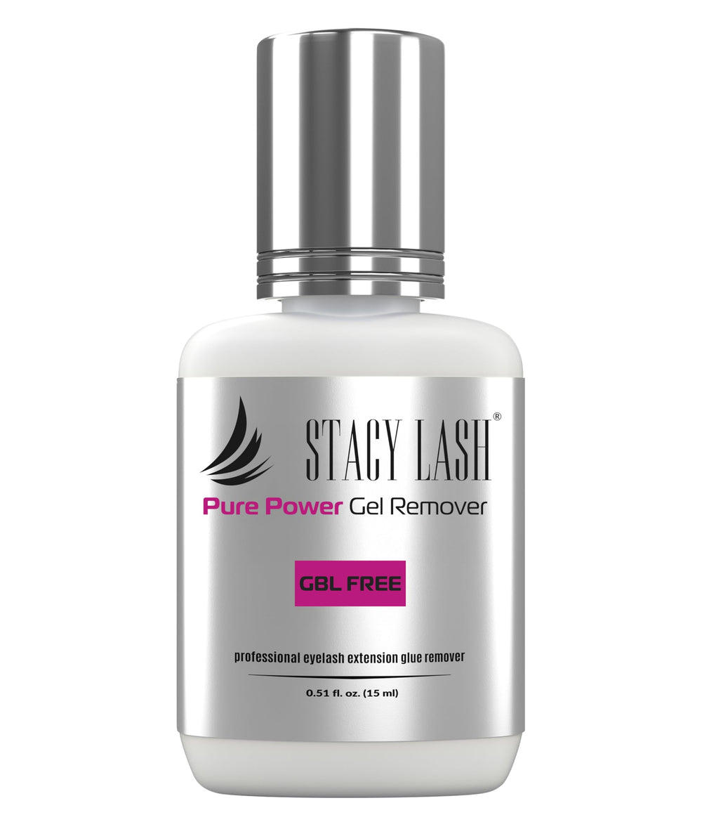 STACY LASH eyelash extension remover bottle with clear gel for precise removal.