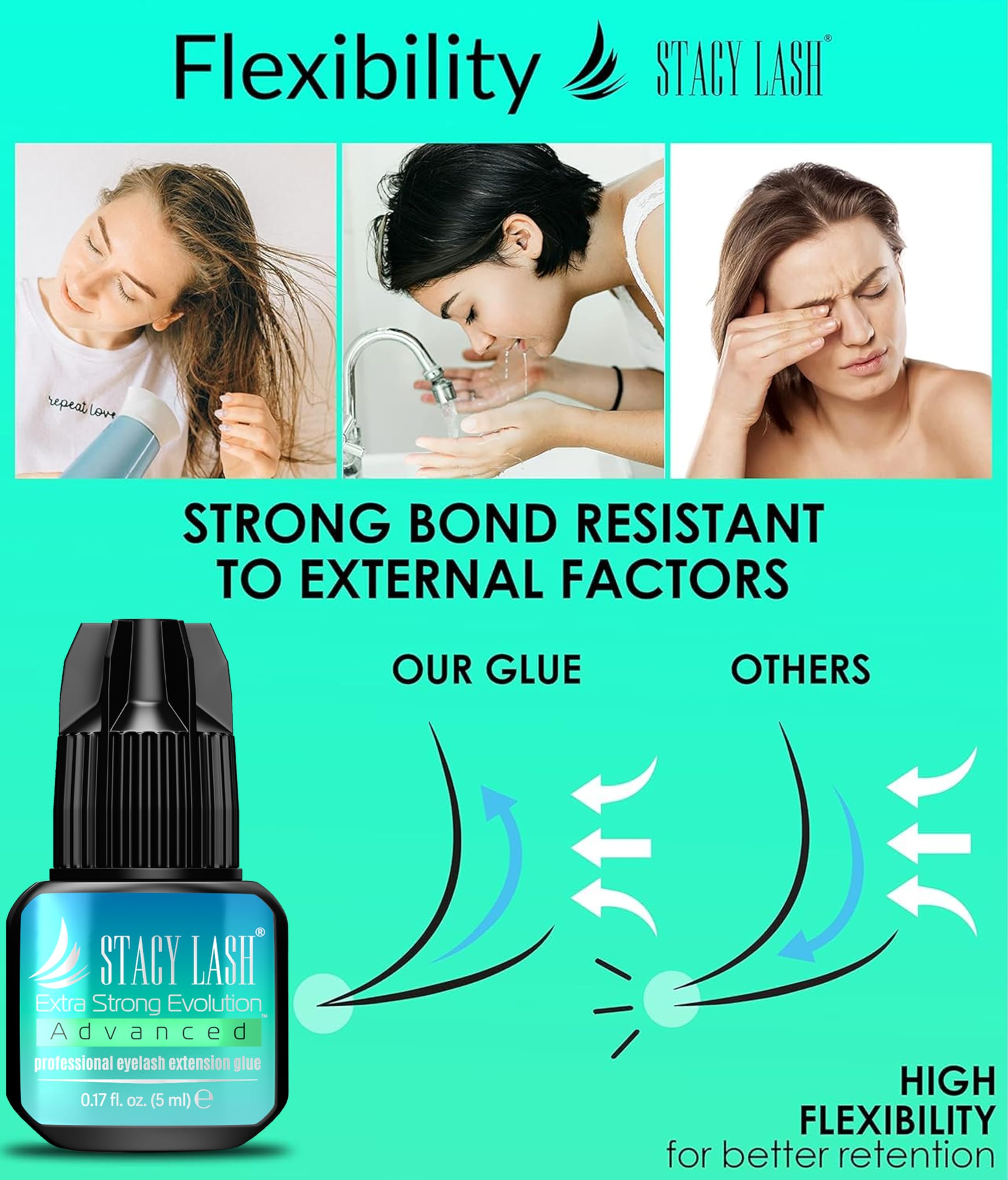 STACY LASH latex-free formula reduces reaction risk for clients.