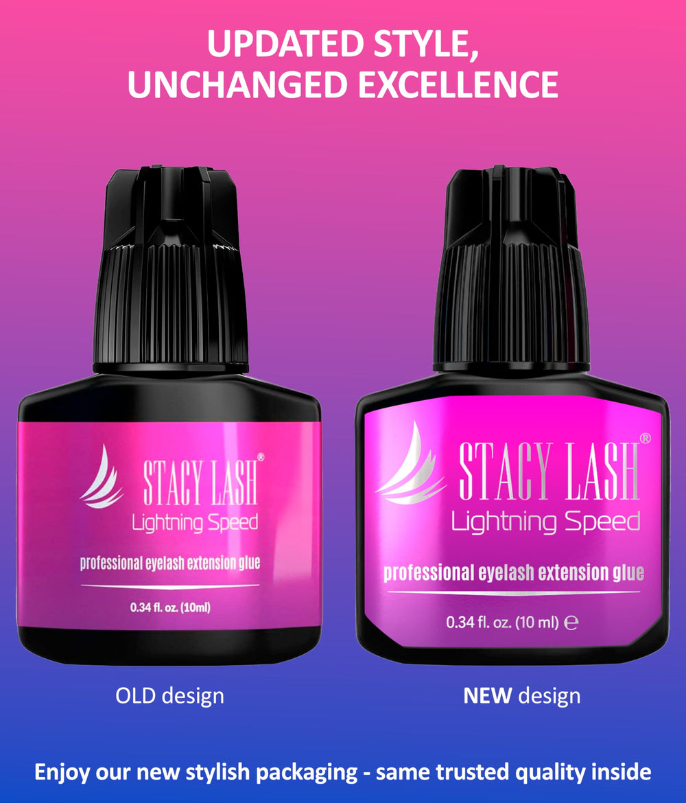 Stacy Lash Lightning Speed low-viscosity closeup, enabling faster, clump-free lash application.