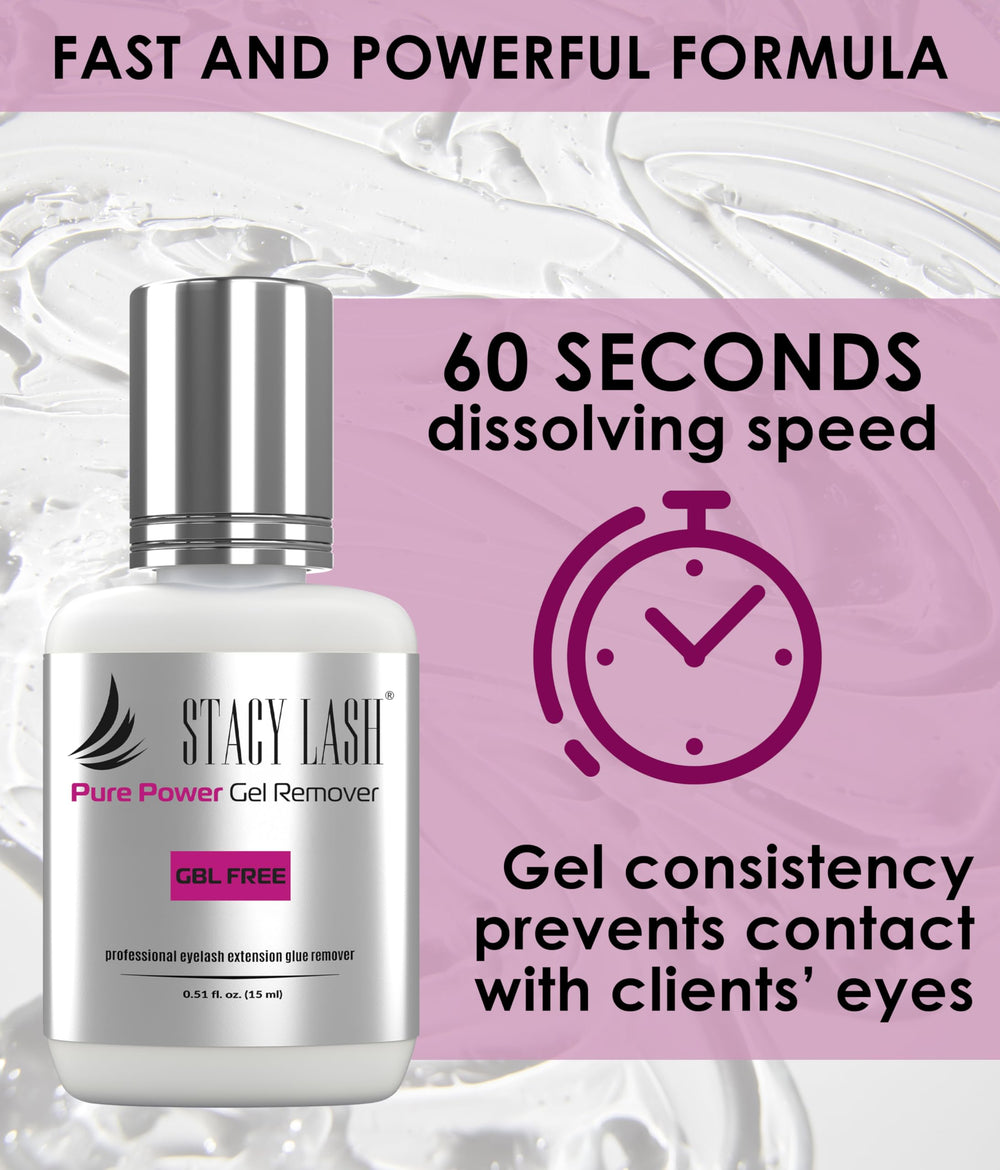 STACY LASH odorless remover in a professional salon setting.