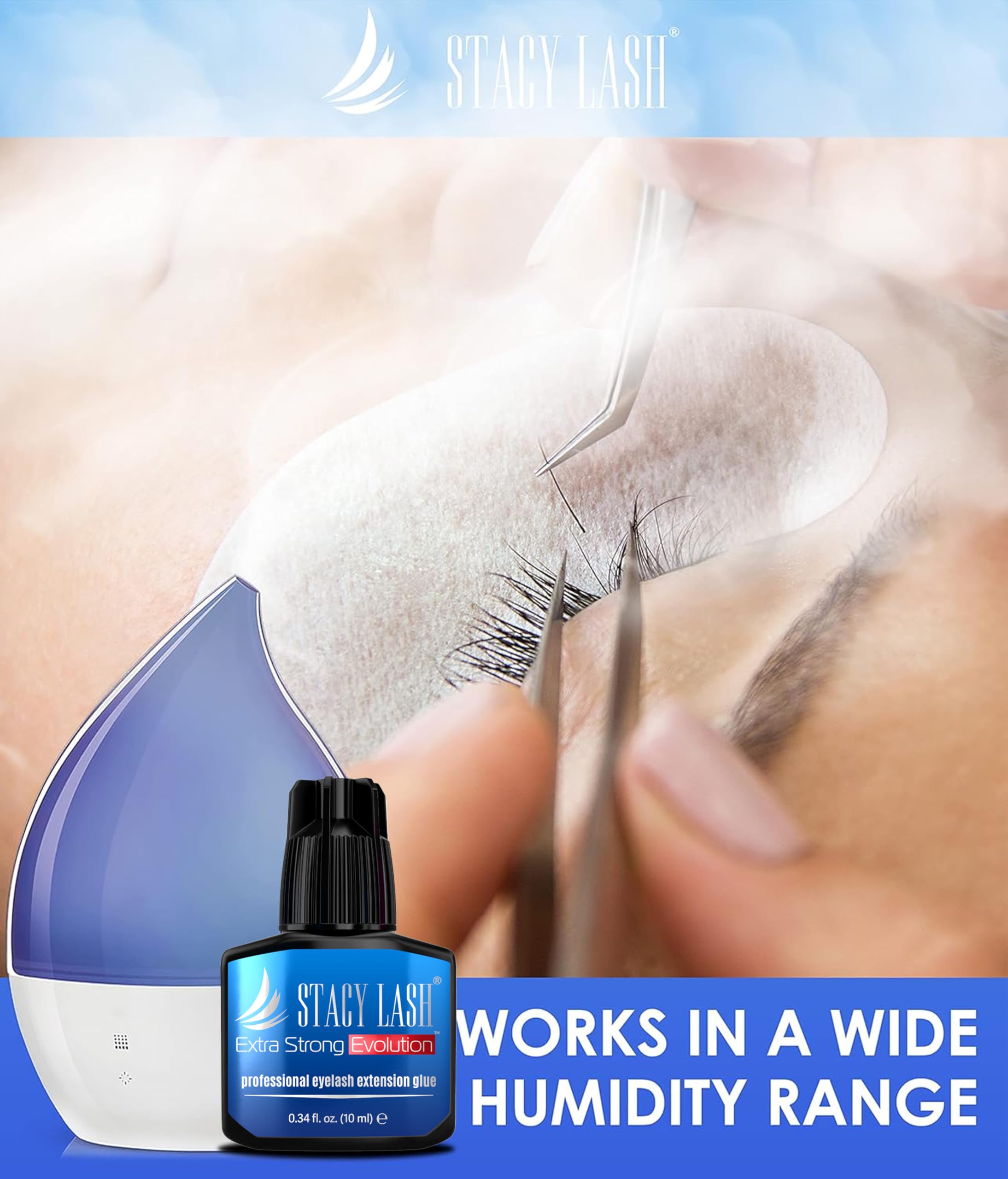 STACY LASH retention 8 weeks icon indicates long-lasting lash wear possibilities.