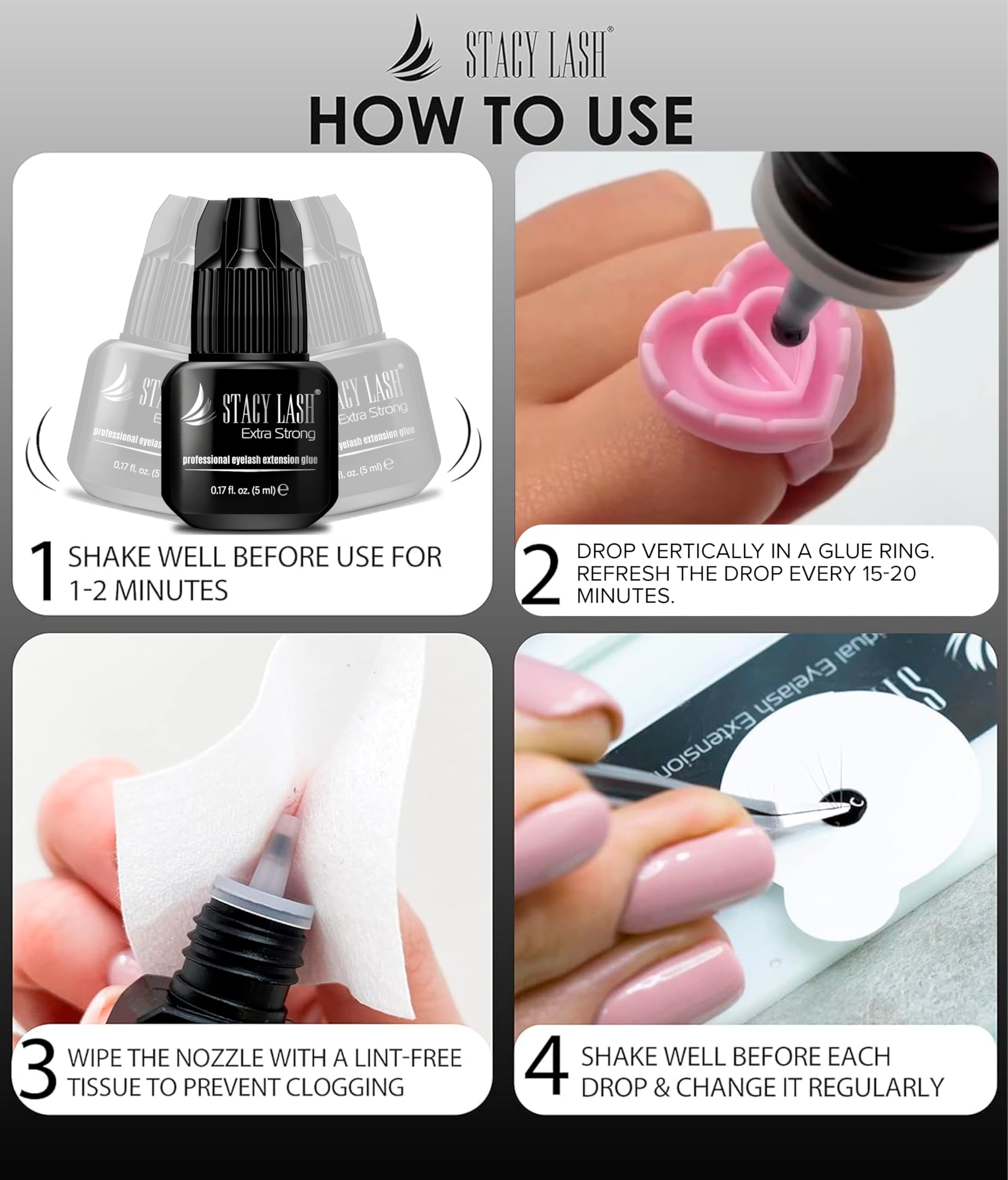 Stacy Lash sealed packaging ensures maximum freshness and bond performance.