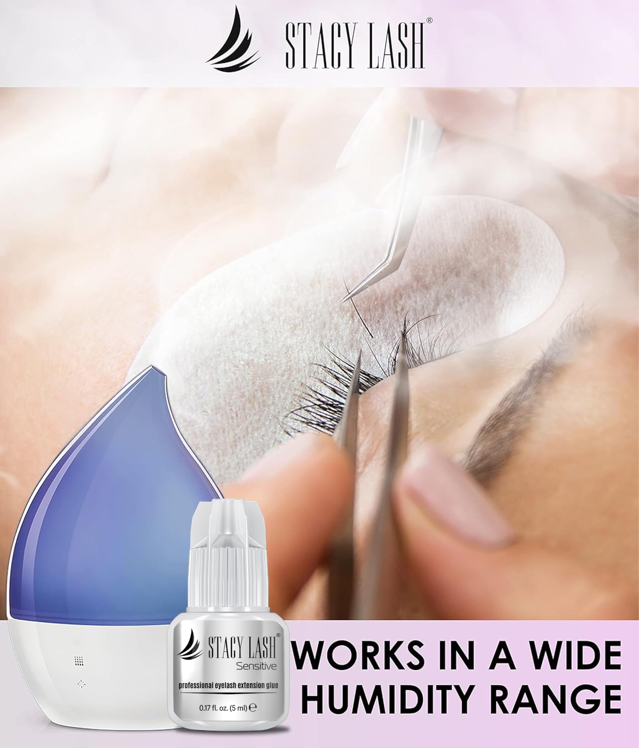 STACY LASH Sensitive black adhesive for semi-permanent extensions.