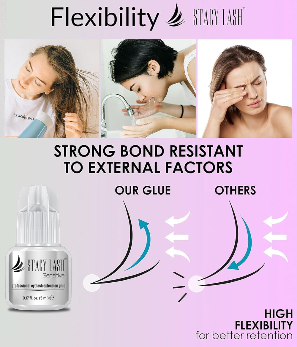STACY LASH Sensitive retention up to 4-5 weeks for reliable bonding.