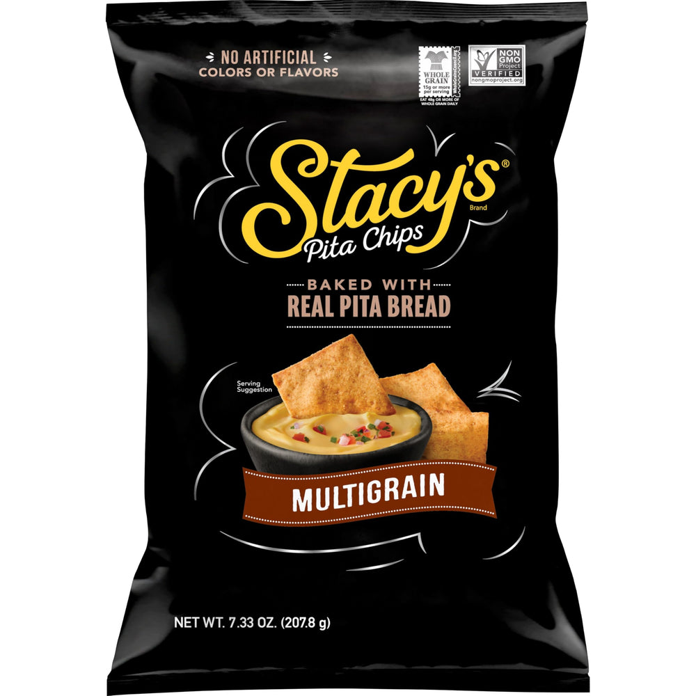 Stacy's Multigrain Pita Chips bag front, ready for entertaining and snacking.
