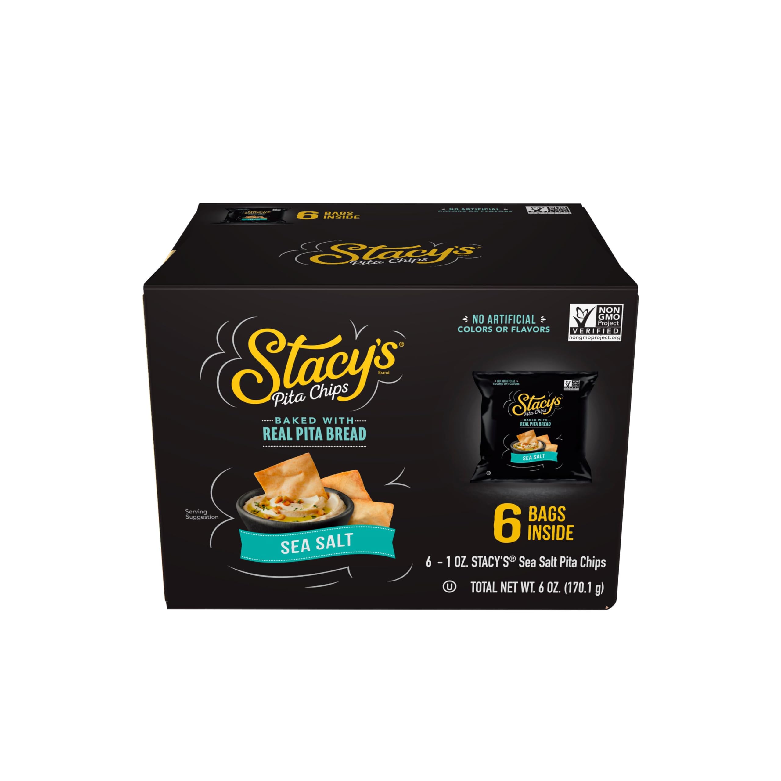 Stacys Pita Chips Sea Salt packaged for convenient snacking.