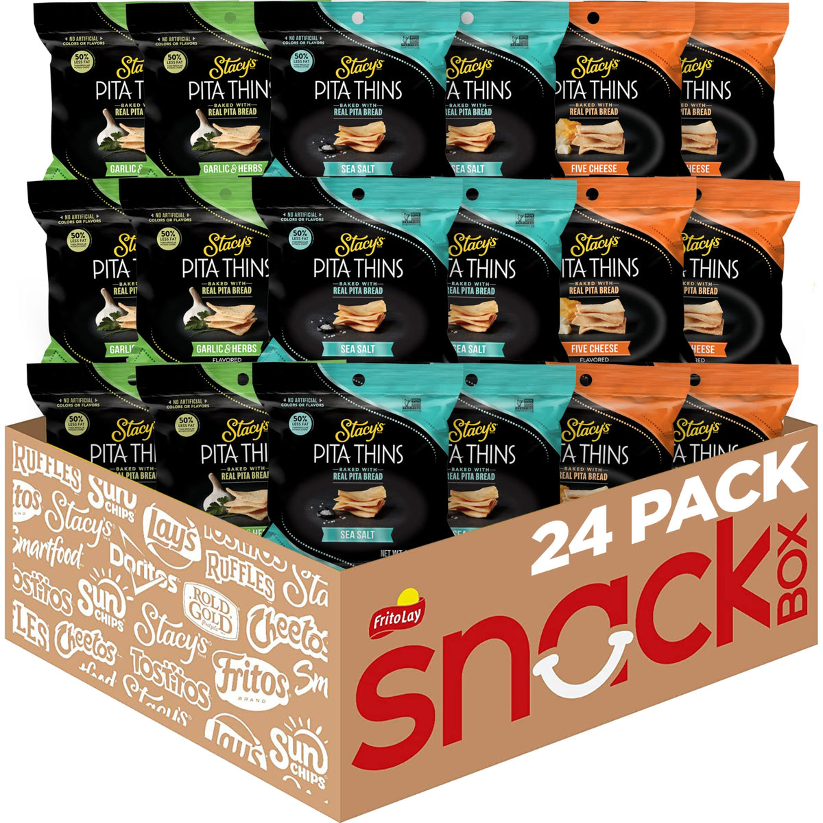 Stacy's Pita Thins Sea Salt flavor, crispy pita snack ready for on-the-go.