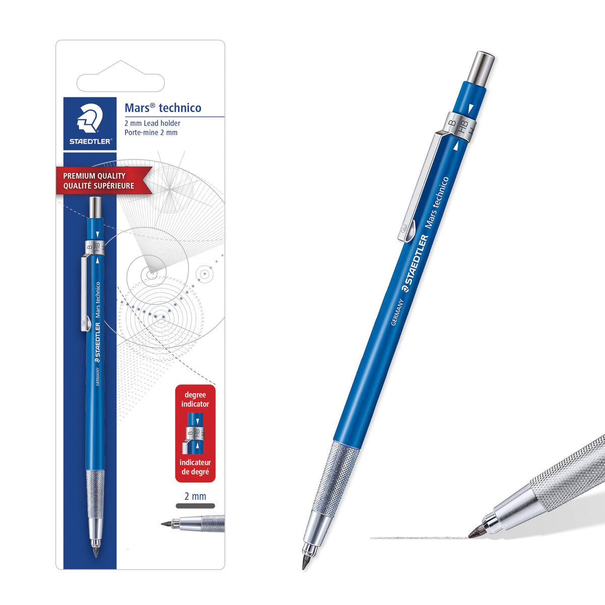 STAEDTLER Mars Technico pencil with metal clip keeps tools secure on the go