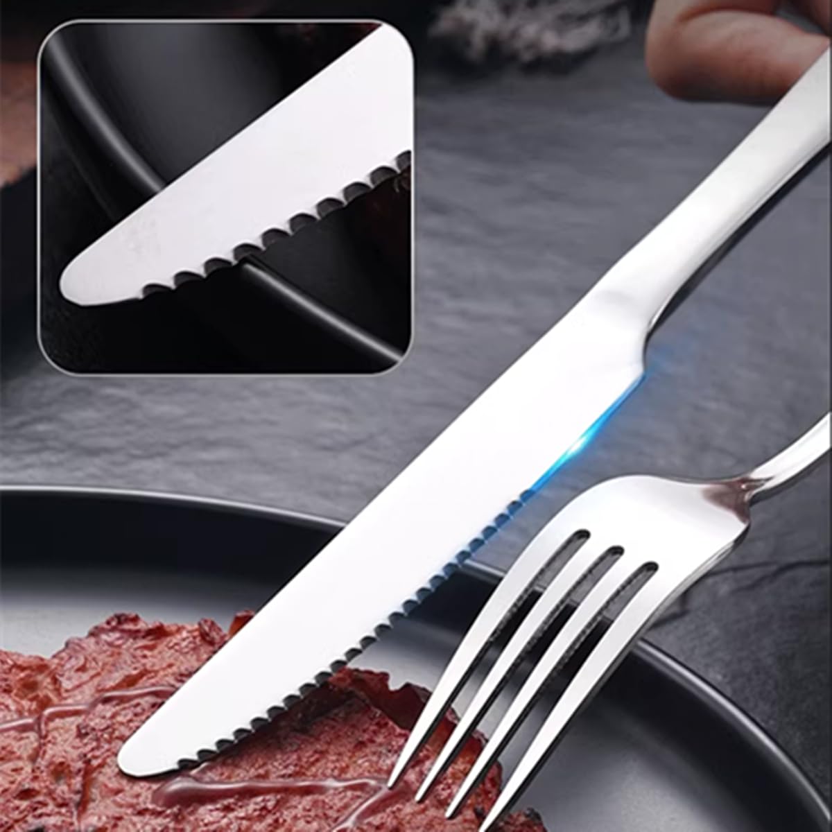 Stainless steel butter knife set 6, butter spreading edge.