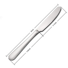 Stainless steel butter knife set 6, close-up blade detail.