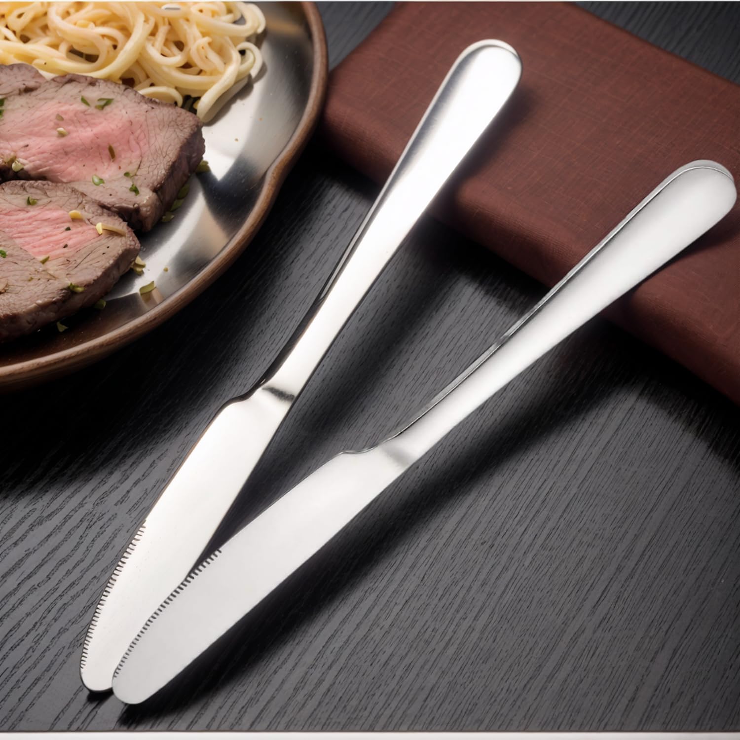 Stainless steel butter knife set 6, six-piece table setting.
