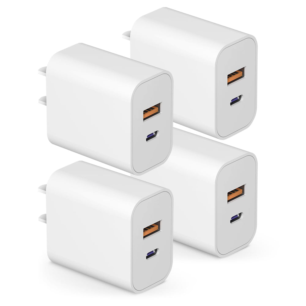 STAKYCET 4-pack 20W USB-C charger block front view for quick charging.