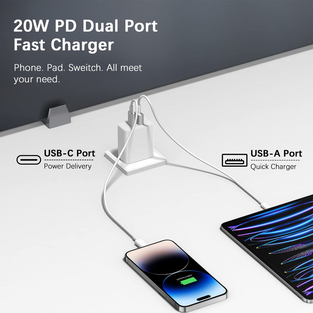 STAKYCET 4-pack dual ports ready for iPhone and Android devices rear view.