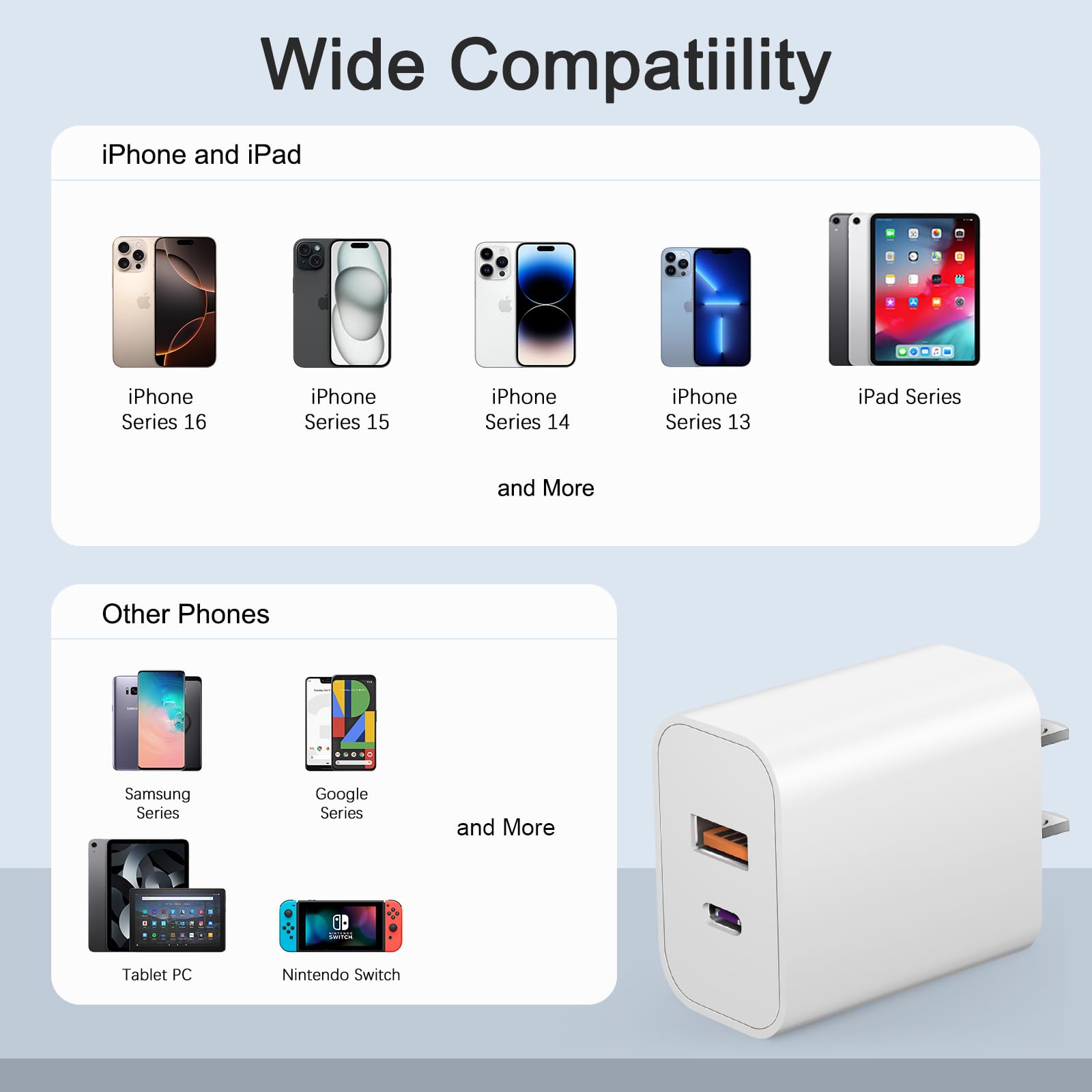 STAKYCET 4-pack in use with two devices highlights simultaneous charging.