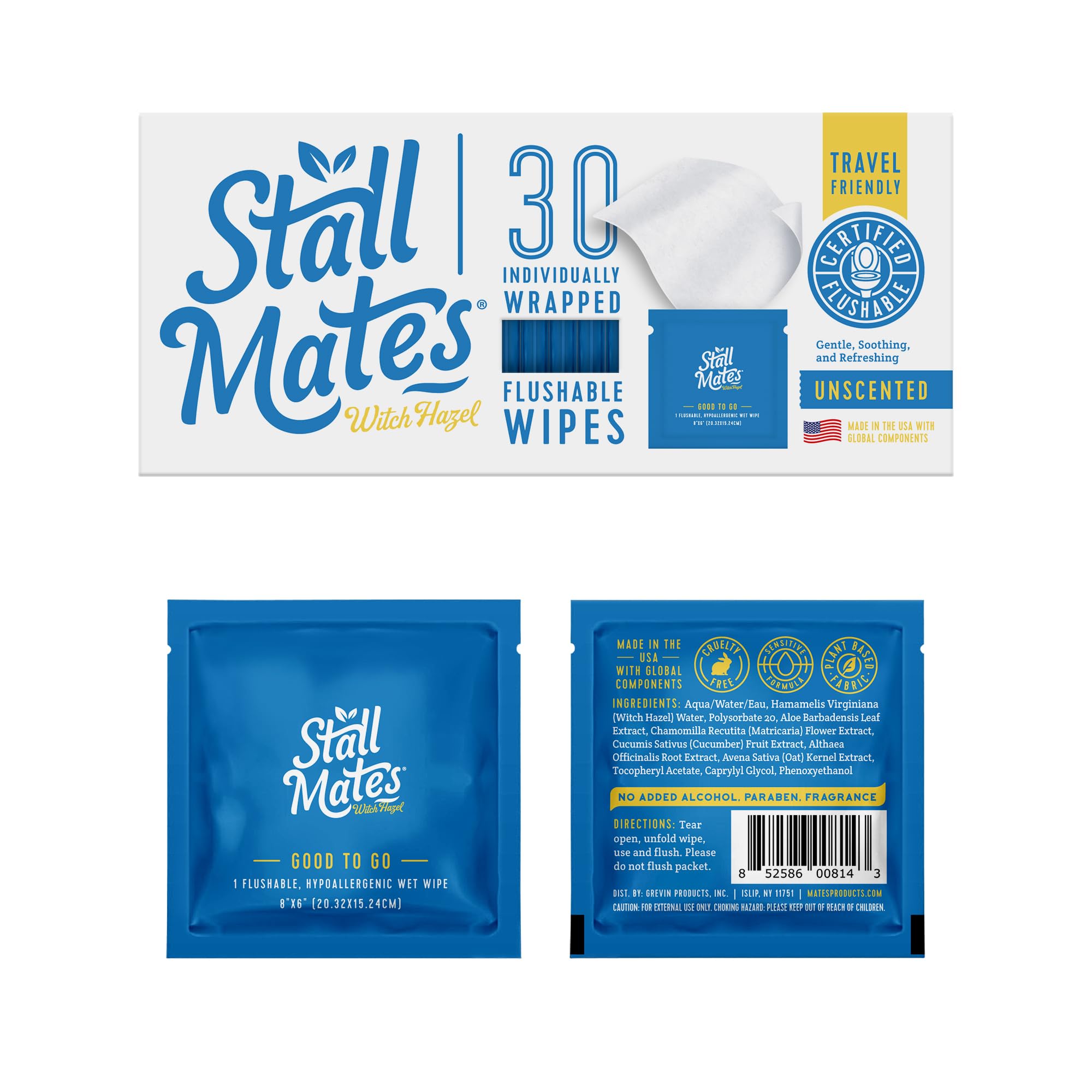 Stall Mates Witch Hazel wipes on-the-go pack for travel cleansing.