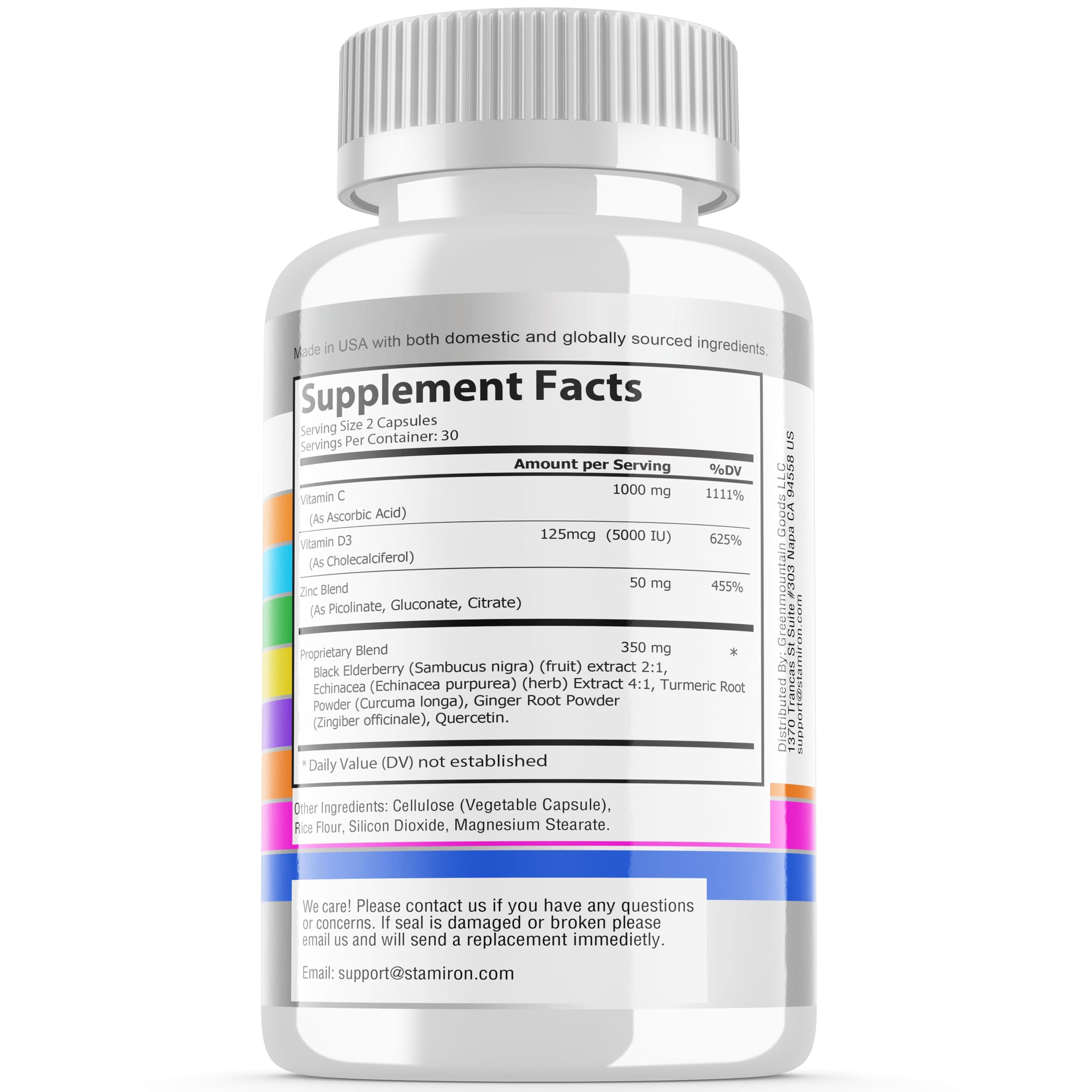Stamiron 8-in-1 immune ingredients infographic reveals multi-ingredient potency