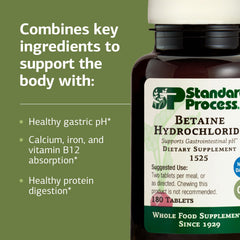 Betaine Hydrochloride in a digestion-scene suggesting protein digestion support