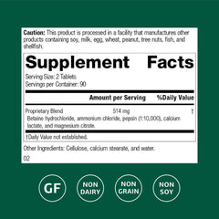Betaine Hydrochloride tablets close-up indicating daily digestion aid
