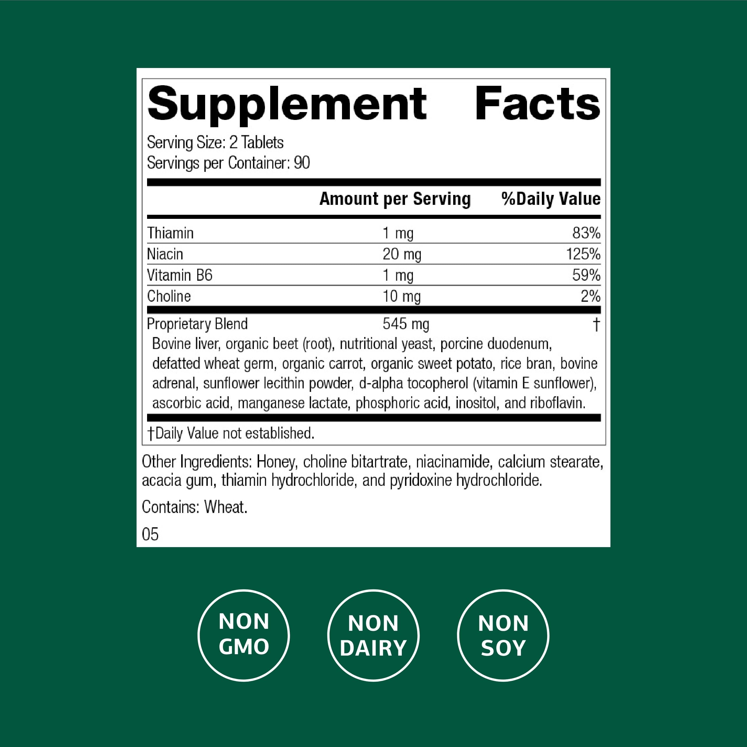 Cataplex B tablets show 90 servings on label for daily energy metabolism.