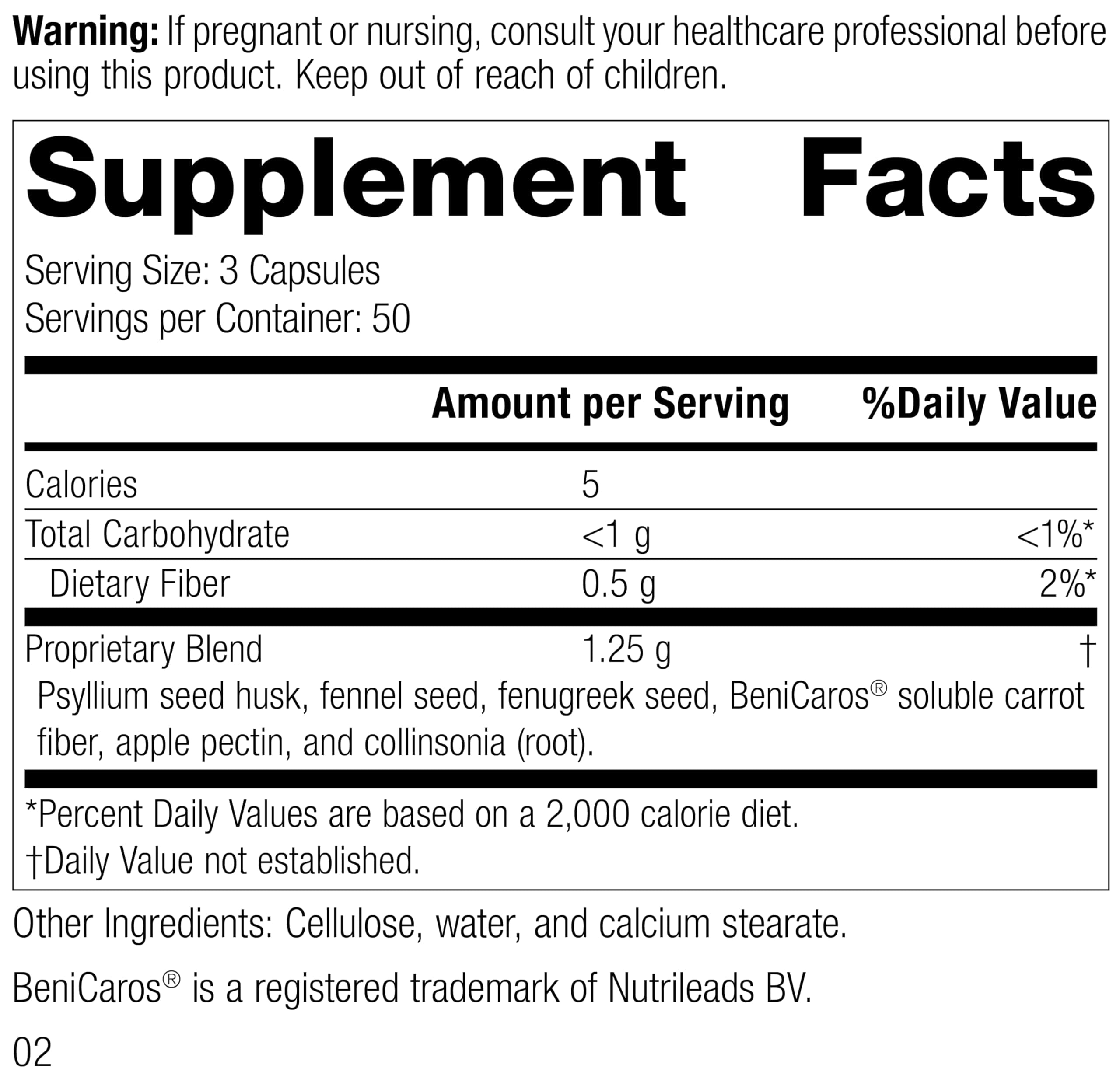 Gastro-Fiber capsules shown as a 50-serving supply.