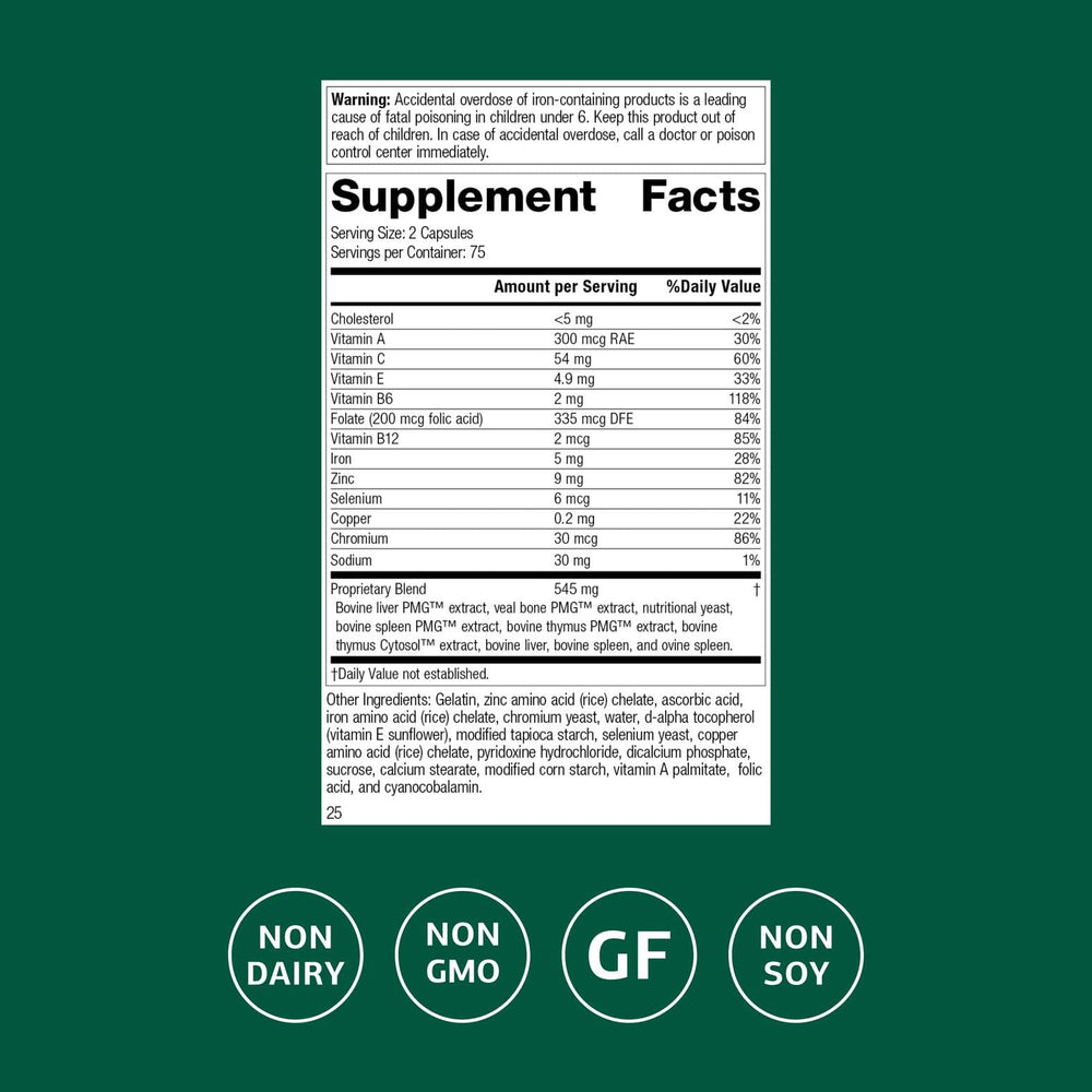 Immuplex capsules closeup highlighting mineral and vitamin blend for daily support